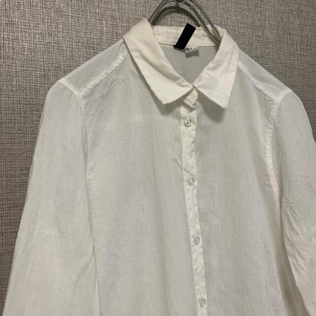 H&H(エイチアンドエイチ)のH&M アメリカ古着　ビンテージ　白シャツ　古着　used アメリカ輸入 レディースのトップス(シャツ/ブラウス(長袖/七分))の商品写真