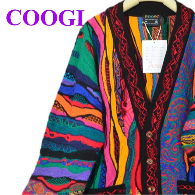 【希少一点物】COOGI クージー 3Dニット カーディガン 総柄 マルチカラー