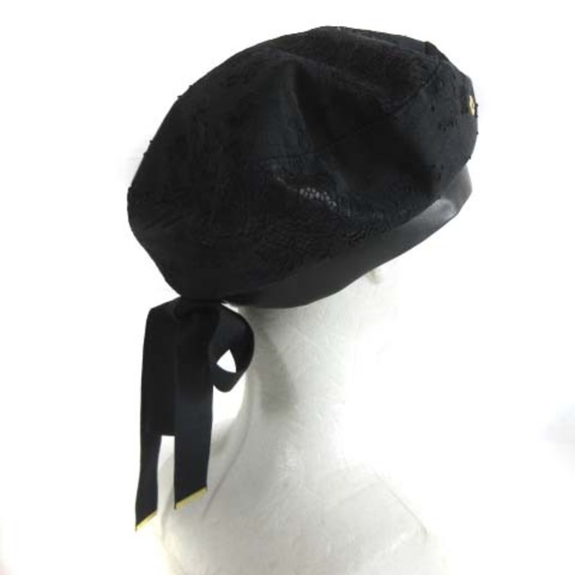 CA4LA(カシラ)のカシラ ベレー帽 帽子 花柄 刺繍 レース リボン コットン ブラック 黒 レディースの帽子(ハンチング/ベレー帽)の商品写真