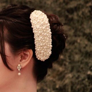 パール　ボンネ　結婚式　ヘアアクセサリー(ヘッドドレス/ドレス)