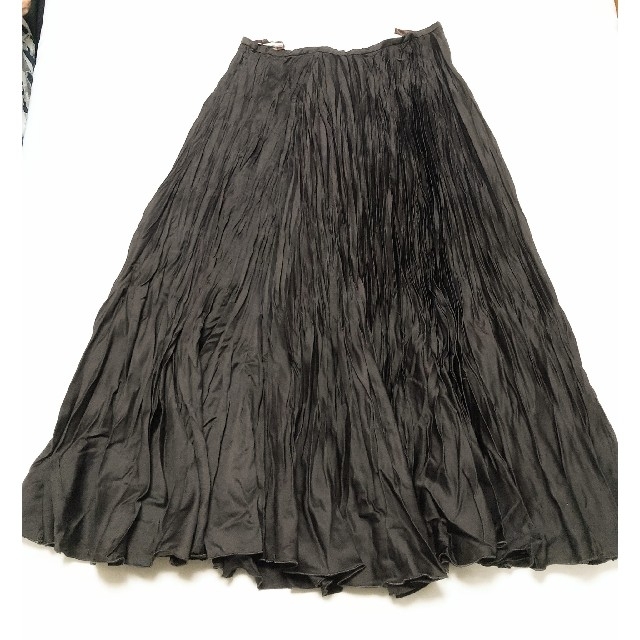 COMME CA ISM(コムサイズム)のCOMME CA ISM プリーツスカート シワ加工 円形 焦げ茶色     L レディースのスカート(ロングスカート)の商品写真