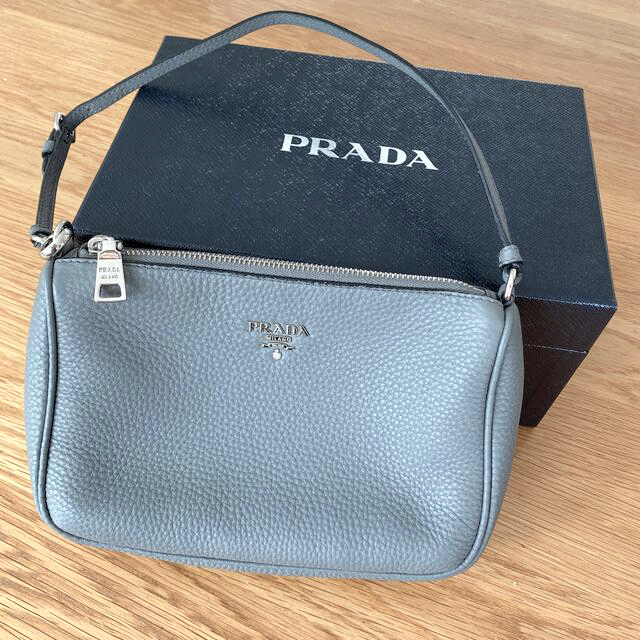 PRADA(プラダ)のPRADA  プラダ　アクセサリー　ポーチ　レザー　1N1620 グレー レディースのバッグ(その他)の商品写真