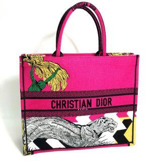 ディオール(Dior)のディオール Dior アニマル タイガー ブックトート ラージ ショルダーバッグ 東京銀座 テンポラリーストア限定 トートバッグ キャンバス ピンク 未使用(トートバッグ)