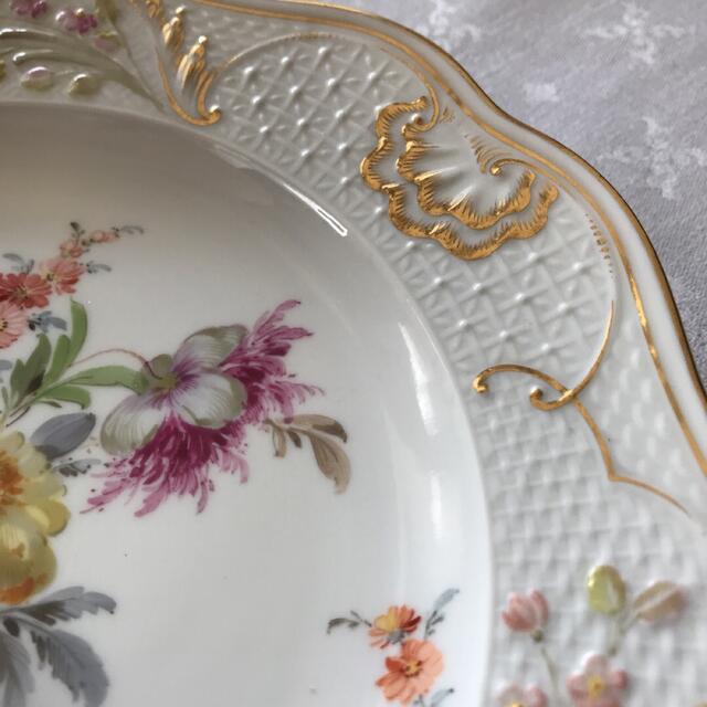 Meissen 古マイセン/フラワーブーケ「多意匠/ブリュール伯爵」中皿①