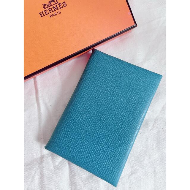 愛用 Hermes 未使用 エルメス 名刺入れ カルヴィ ブルー - 名刺入れ+
