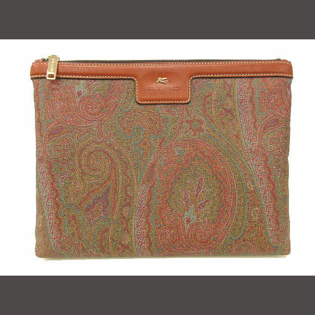 ETRO エトロ ペイズリー柄レザーウォレットセカンドバッグ-