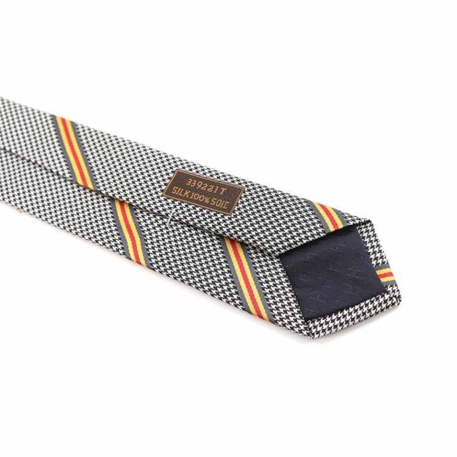 Hermes(エルメス)の未使用 エルメス HERMES ネクタイ シルク 100% グレー レッド イエロー 千鳥格子 ストライプ Tie メンズのファッション小物(ネクタイ)の商品写真