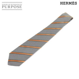 エルメス(Hermes)の未使用 エルメス HERMES ネクタイ シルク 100% グレー レッド イエロー 千鳥格子 ストライプ Tie(ネクタイ)