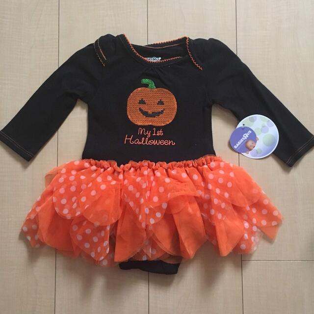 トイザらス(トイザラス)の70㎝  新品  ハロウィン かぼちゃ ワンピース風 ロンパース キッズ/ベビー/マタニティのベビー服(~85cm)(ワンピース)の商品写真