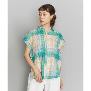 ユナイテッドアローズ(UNITED ARROWS)のmii♡マドラスチェックブラウス　定価17,600円　アローズ購入(シャツ/ブラウス(半袖/袖なし))