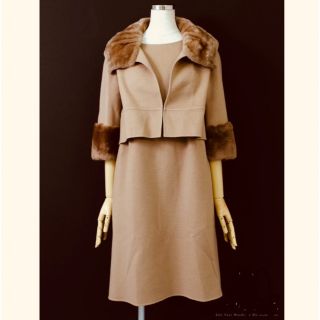 フォクシー(FOXEY)の新品55万 FOXEY カシミヤ ファー ジャケット ワンピース スーツ コート(毛皮/ファーコート)