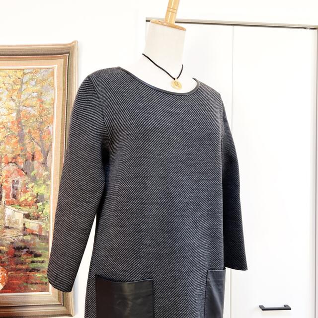 極美品 Christian Dior ディオール ニット レザー ワンピース