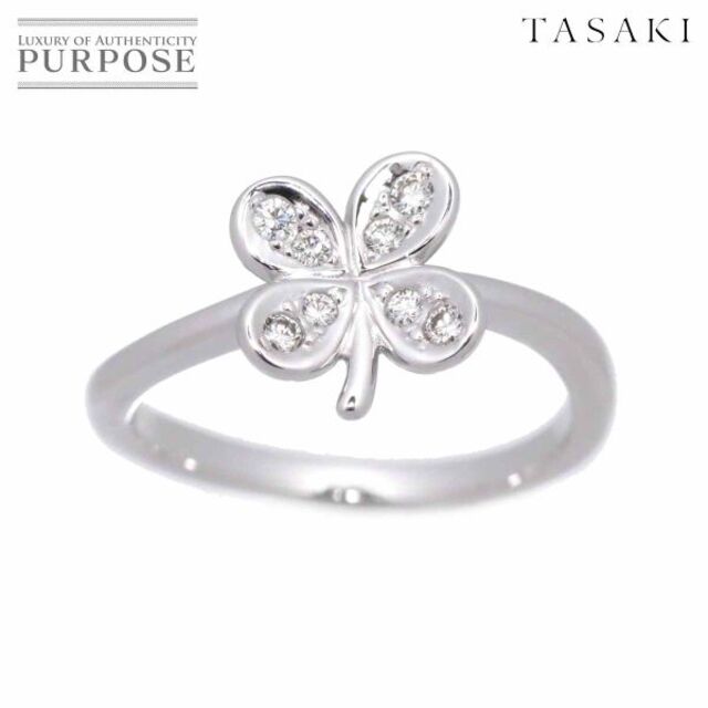 タサキ TASAKI 9号 リング ダイヤ 0.08ct クローバーモチーフ K18 WG
