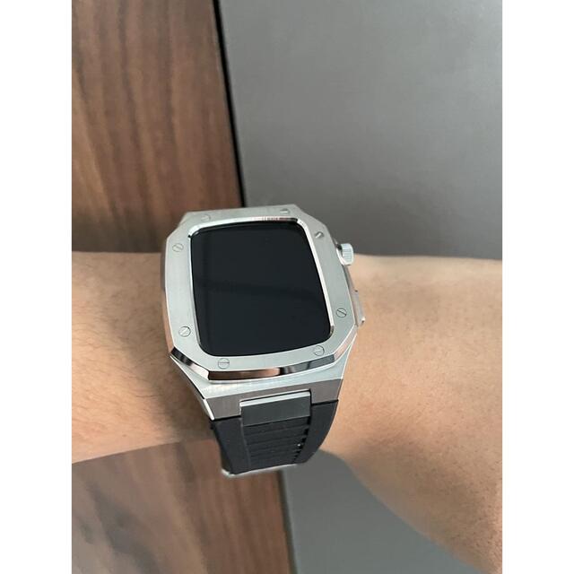 44mm apple watch メタル ラバーベルト カスタム 金属メタル - ラバー