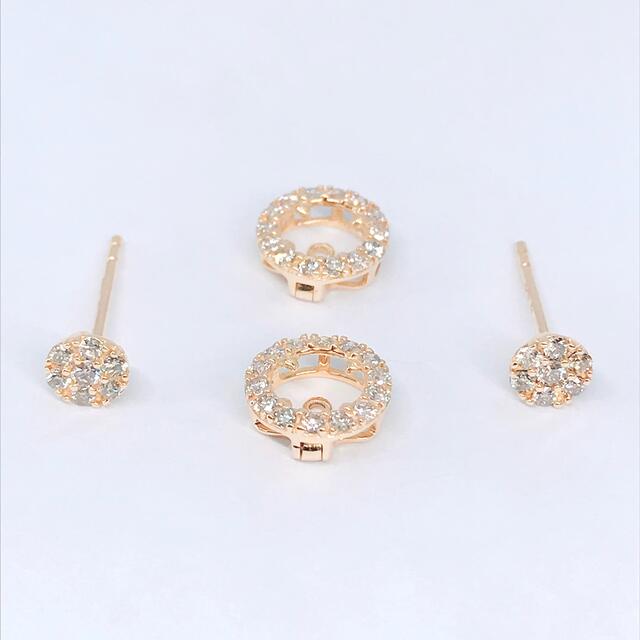 計0.52ct サークル パヴェ ダイヤモンドピアス K18 0.26ct×2-