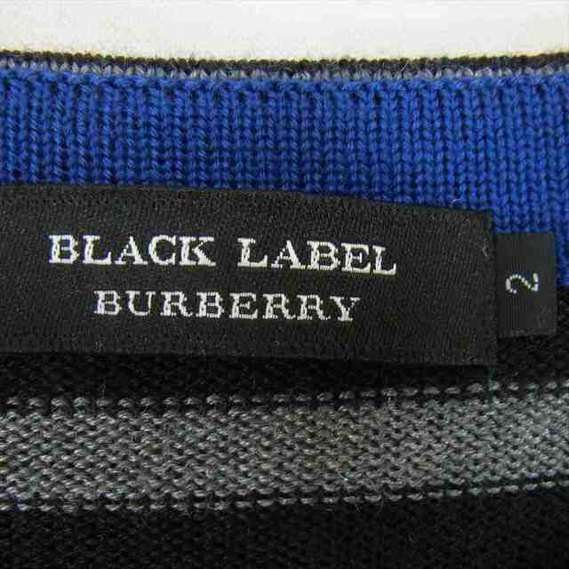 BURBERRY BLACK LABEL(バーバリーブラックレーベル)のBURBERRY BLACK LABEL バーバリーブラックレーベル ニット D1N08-807-09 国内正規品 ウール ボーダー ニット ブラック ブラック系 グレー系 2【美品】【中古】 メンズのトップス(ニット/セーター)の商品写真