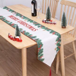 クリスマステーブル半クロス 北欧デコレーション キッチン食卓マットカバー　１枚(キッチンマット)