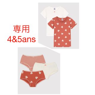 プチバトー(PETIT BATEAU)の専用　プチバトー　新品半袖Tシャツ2枚組＆ショーツ３枚組　4ans＆5ans(下着)