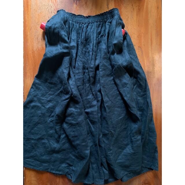 麻100% blue色　スカート　サイズM