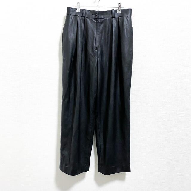 Christian Dior tuck leather wide pants