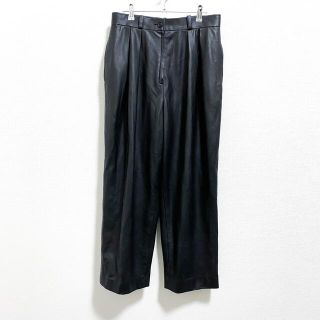 クリスチャンディオール(Christian Dior)のChristian Dior tuck leather wide pants(ワークパンツ/カーゴパンツ)