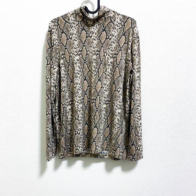 トップスvintage python pattern high neck cut sew