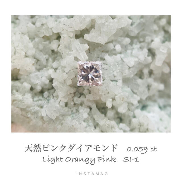 R1006-1)『プリンセスカット』天然ピンクダイヤモンド 0.059ct 【爆