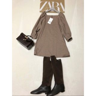 ザラ(ZARA)の新品　ZARA パワーショルダー　ワンピース　タグ付(ひざ丈ワンピース)