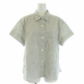 マーガレットハウエル シャツ/ブラウス(レディース/半袖)(チェック お得に買える通販 マーガレットハウエル 【美品】 ラージチェック MHL ブラウス シャツ リネン シャツ/ブラウス(半袖/袖なし)