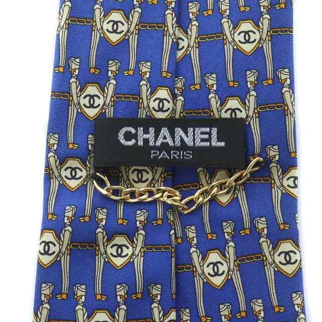 CHANEL(シャネル)のシャネル ネクタイ レギュラータイ ココマーク 総柄 チェーン 絹 青 黄 メンズのファッション小物(ネクタイ)の商品写真