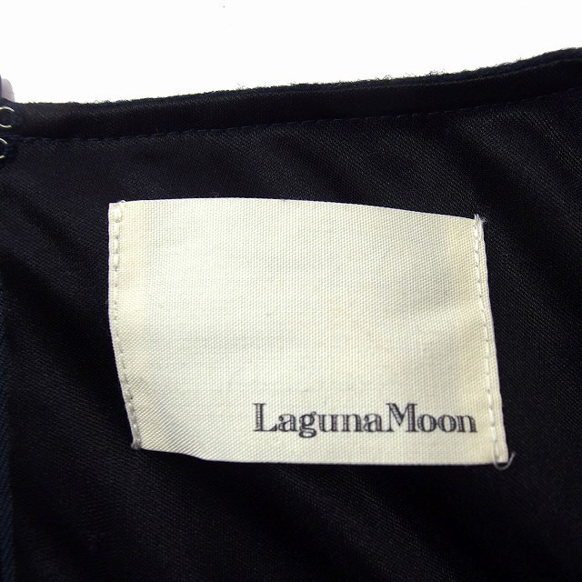 LagunaMoon(ラグナムーン)のラグナムーン LagunaMoon フレア ワンピース ミニ 七分袖 丸首 紺 レディースのワンピース(ミニワンピース)の商品写真