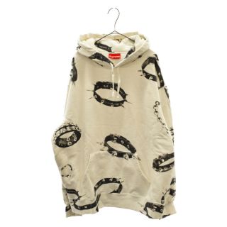 SUPREME シュプリーム 20AW Studded Collars Hooded Sweatshirt スタッズブレス柄スウェットパーカー ホワイト