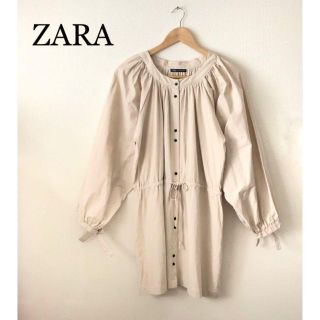 ザラ(ZARA)のZARA ザラ　チュニック　ワンピース　コットン100%   長袖　ベージュ(シャツ/ブラウス(長袖/七分))