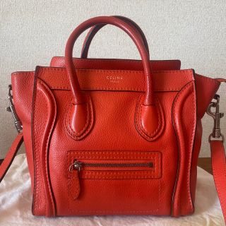 セリーヌ(celine)のセリーヌ  ラゲージ ナノ　ヴァーミリオン　旧ロゴ　使用感あり(ハンドバッグ)