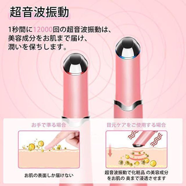 目元美顔器 4-in-1 多機能美顔器 温熱 2色LED USB充電式