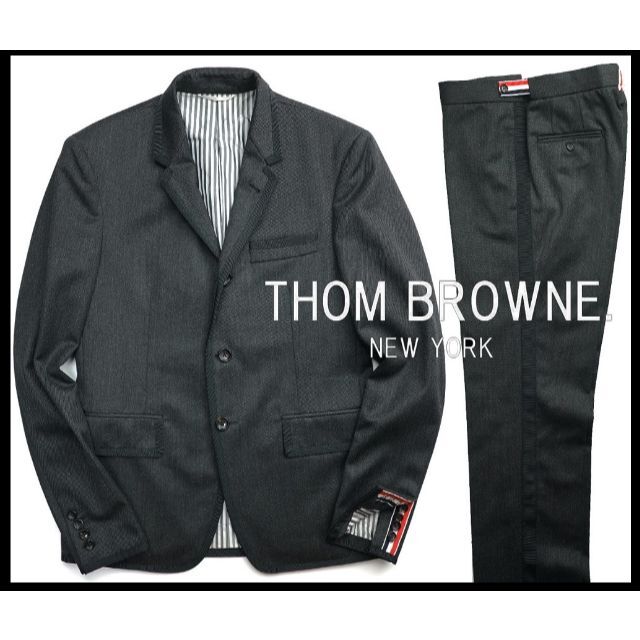 新品 THOM BROWN トムブラウン 最高級トリコロールトリムウールスーツ2