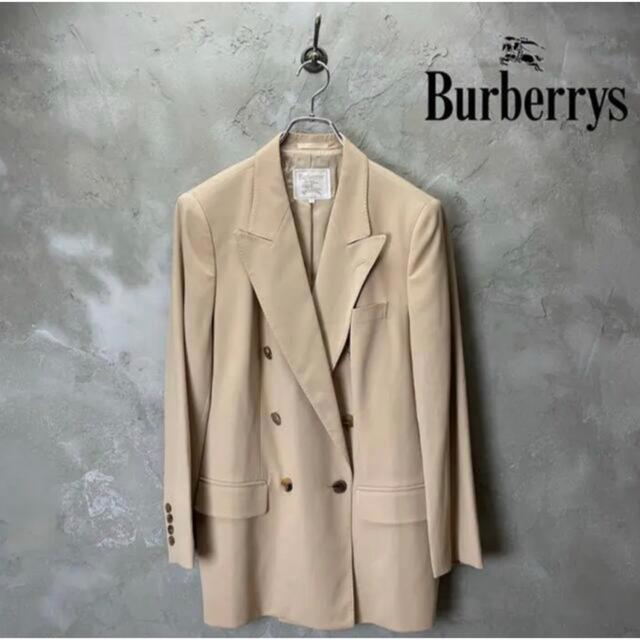 BURBERRY(バーバリー)の【ヴィンテージバーバリー】ダブルブレスト　ベージュ　ウールテーラードジャケット レディースのジャケット/アウター(テーラードジャケット)の商品写真