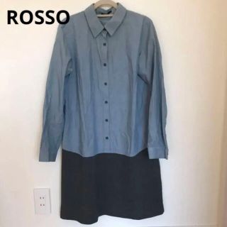 アーバンリサーチロッソ(URBAN RESEARCH ROSSO)のROSSO ドッキングワンピース　前開き　膝丈(ひざ丈ワンピース)