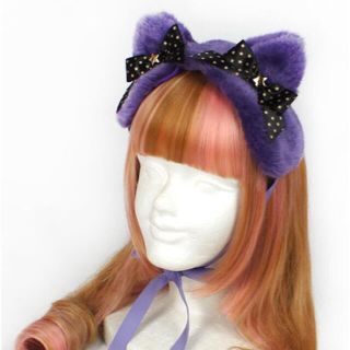 アンジェリックプリティー(Angelic Pretty)のStarry Catヘッドドレス ラベンダー(ヘッドドレス/ドレス)