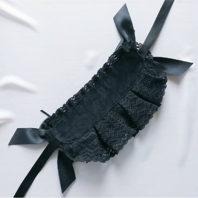 別珍編み上げハーフボンネット風ヘッドドレス 黒の通販 by kuro to iro