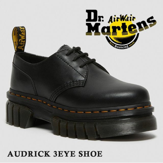 Dr.Martens(ドクターマーチン)の【極美品】Dr.Martens AUDRICK UK4 黒 厚底 3ホール レディースの靴/シューズ(ローファー/革靴)の商品写真