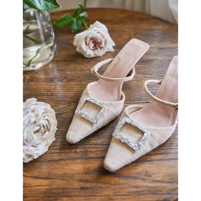 Linen Blend Crystal Mules