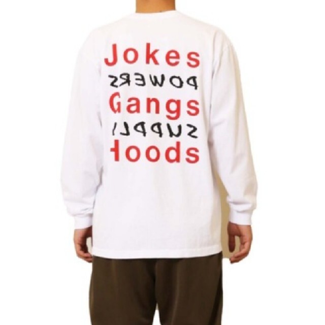 【L】POWERS パワーズ ロンT JOKES GANGS HOODS 白