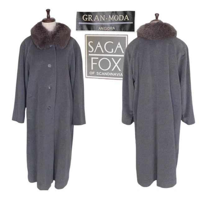 高級 SAGAFOX GRANMODA ブルーフォックス アンゴラ ロングコート