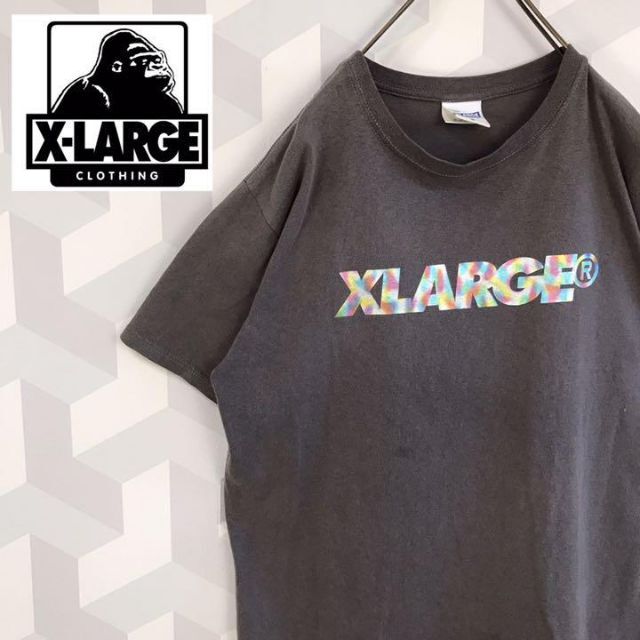 【XLARGE】ホログラム ロゴプリント Tシャツ チャコールグレー M .