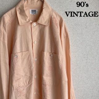 90s SOPRANI UOMO 長袖　キューバシャツ　レトロ　90's 古着(シャツ)