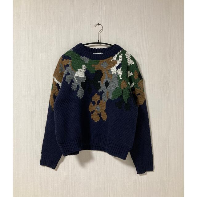 ニット/セーター新品 クラネ Over Flower Motif Knit ブラック