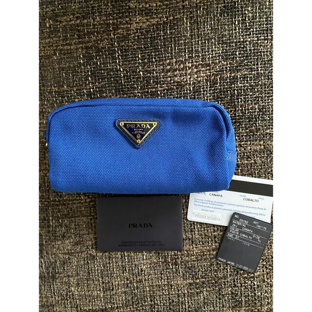 ポーチ PRADA プラダ ポーチ バニティ カナパ ブルー 青