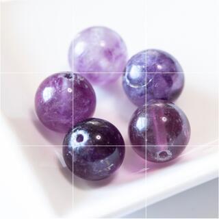 フローライト バイオレット 紫 パワーストーン 天然石 10ミリ５粒 両穴S16(各種パーツ)