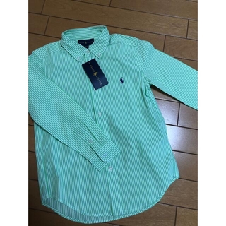 ポロラルフローレン(POLO RALPH LAUREN)のポロラルフローレン　長袖シャツ（黄緑×白）130cm(Tシャツ/カットソー)